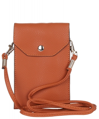 PU Leather Lightweight Mobile Phone Smartphone Cross Body LI-3850 BROWN